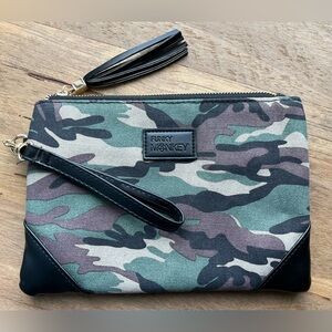Funky Monkey Camouflage Print - Black Faux Leather Wristlet/Clutch, NWOT.